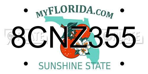 8CNZ355 Florida License Plate