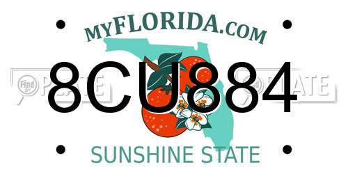 8CU884 Florida License Plate