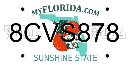 8CVS878 Florida License Plate
