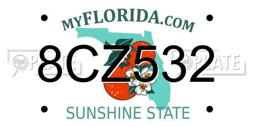 8CZ532 Florida License Plate