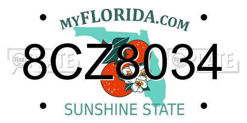 8CZ8034 Florida License Plate