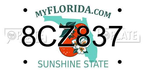 8CZ837 Florida License Plate