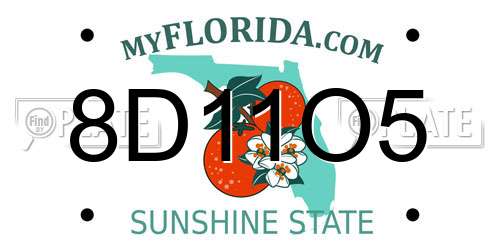 8D11O5 Florida License Plate
