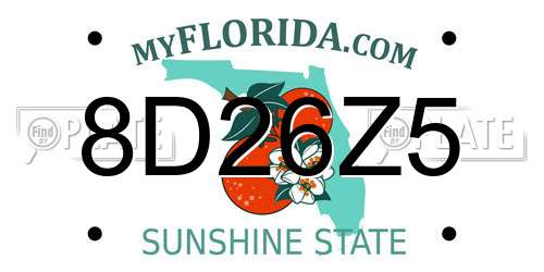 8D26Z5 Florida License Plate