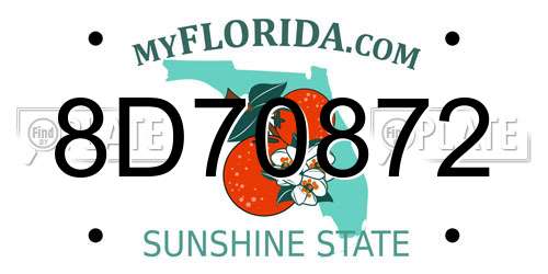 8D70872 Florida License Plate