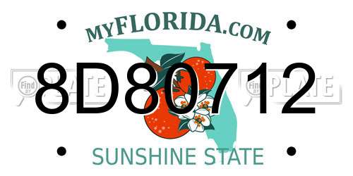 8D80712 Florida License Plate