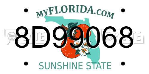 8D99068 Florida License Plate