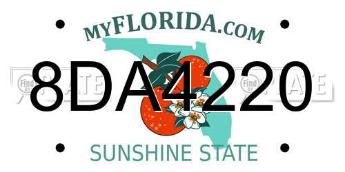 8DA4220 Florida License Plate