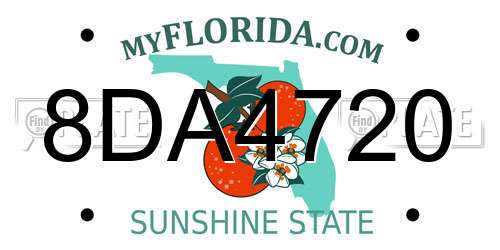 8DA4720 Florida License Plate