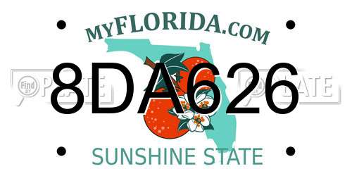 8DA626 Florida License Plate