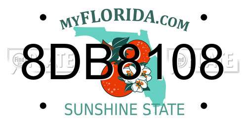 8DB8108 Florida License Plate