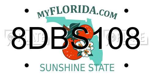 8DBS108 Florida License Plate