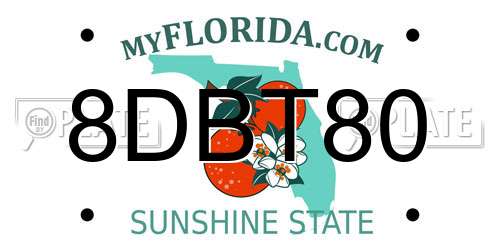 8DBT80 Florida License Plate