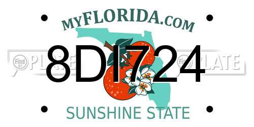 8DI724 Florida License Plate