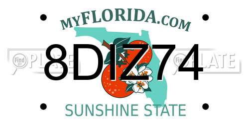 8DIZ74 Florida License Plate
