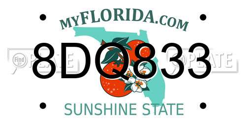 8DQ833 Florida License Plate