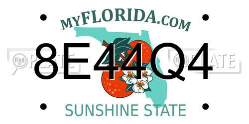 8E44Q4 Florida License Plate