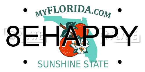 8EHAPPY Florida License Plate