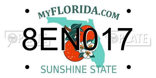 8EN017 Florida License Plate