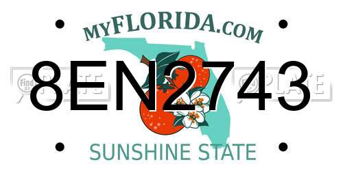 8EN2743 Florida License Plate