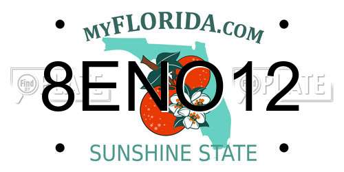8ENO12 Florida License Plate