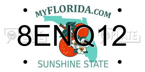 8ENQ12 Florida License Plate