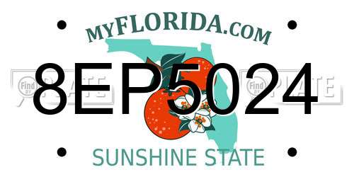 8EP5024 Florida License Plate