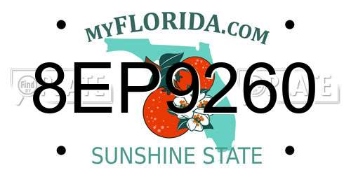 8EP9260 Florida License Plate