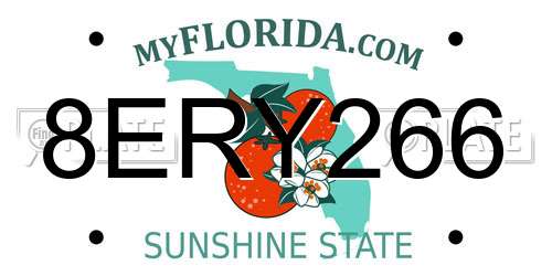 8ERY266 Florida License Plate