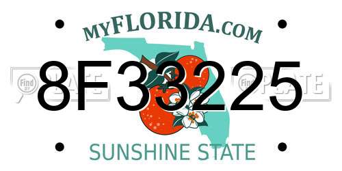 8F33225 Florida License Plate