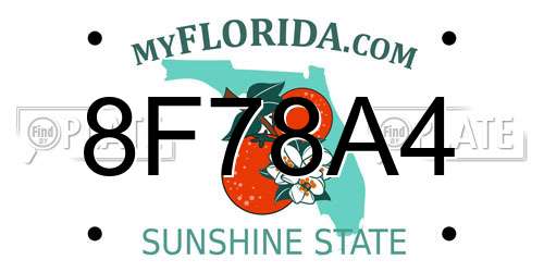8F78A4 Florida License Plate