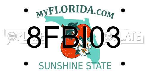 8FBI03 Florida License Plate