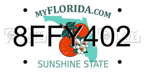 8FFY402 Florida License Plate