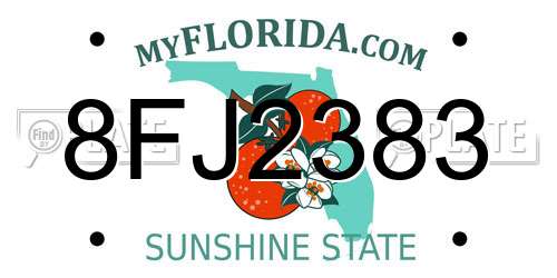 8FJ2383 Florida License Plate