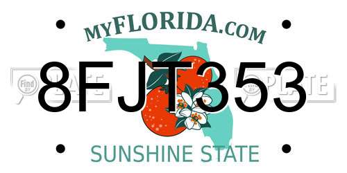 8FJT353 Florida License Plate
