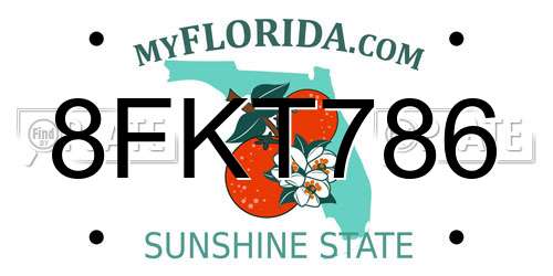 8FKT786 Florida License Plate