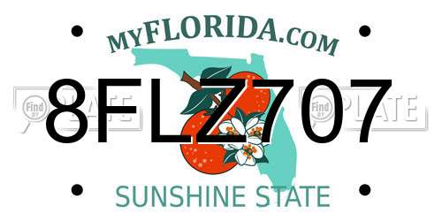 8FLZ707 Florida License Plate