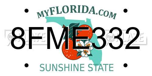 8FME332 Florida License Plate