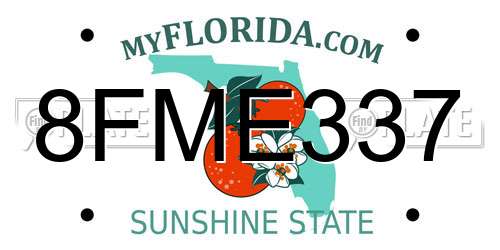 8FME337 Florida License Plate