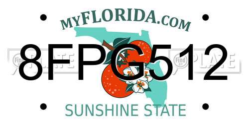 8FPG512 Florida License Plate