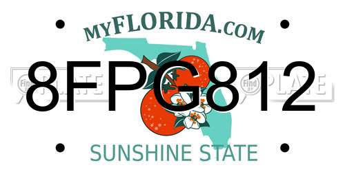 8FPG812 Florida License Plate