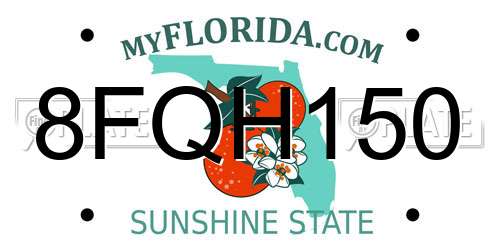 8FQH150 Florida License Plate