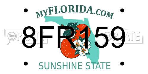 8FR159 Florida License Plate