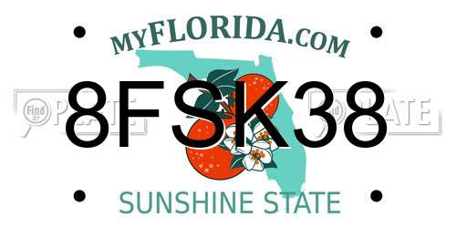 8FSK38 Florida License Plate