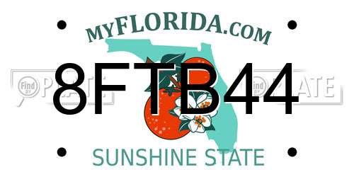 8FTB44 Florida License Plate