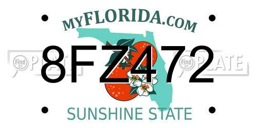 8FZ472 Florida License Plate