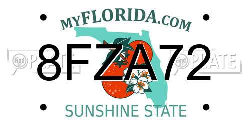 8FZA72 Florida License Plate