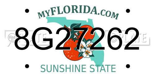 8G27262 Florida License Plate