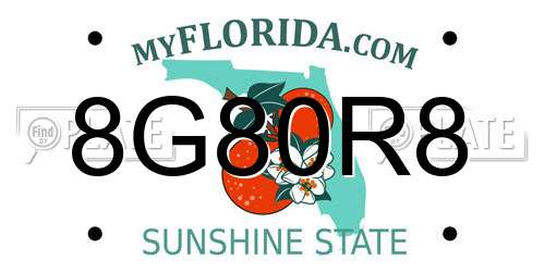 8G80R8 Florida License Plate