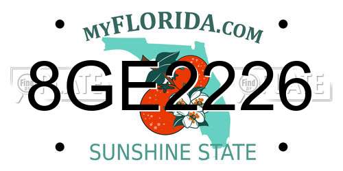 8GE2226 Florida License Plate